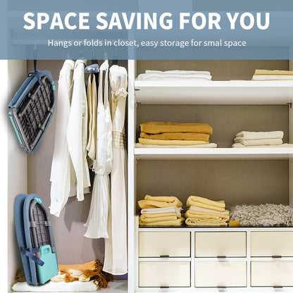 Tabla de planchar plegable, tabla de planchar de viaje con cubierta de tabla de planchar resistente al calor, se pliega fácilmente para un almacenamiento cómodo.