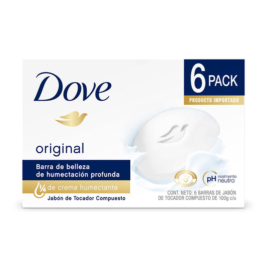 DOVE Jabón de tocador en Barra Original 6 barras de 100g cada una