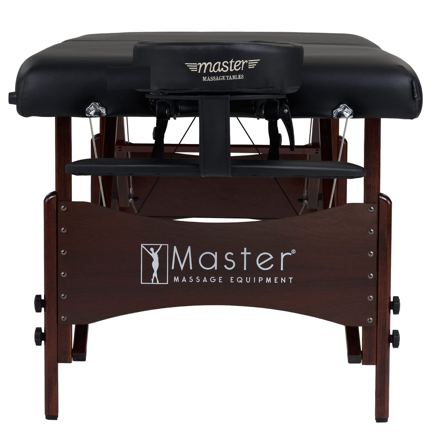 Master Massage Roma II - Paquete de Cama de Masaje portátil con cojín de 2.5 Pulgadas, Soporte de Medio Redondo, Cubierta Facial desechable, Color Negro, Cama Facial de 30 Pulgadas para salón de