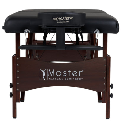 Master Massage Roma II - Paquete de Cama de Masaje portátil con cojín de 2.5 Pulgadas, Soporte de Medio Redondo, Cubierta Facial desechable, Color Negro, Cama Facial de 30 Pulgadas para salón de