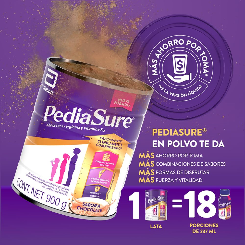 Pediasure - Pediasure Chocolate en Polvo 900g, Fórmula para Alimentación Especializada