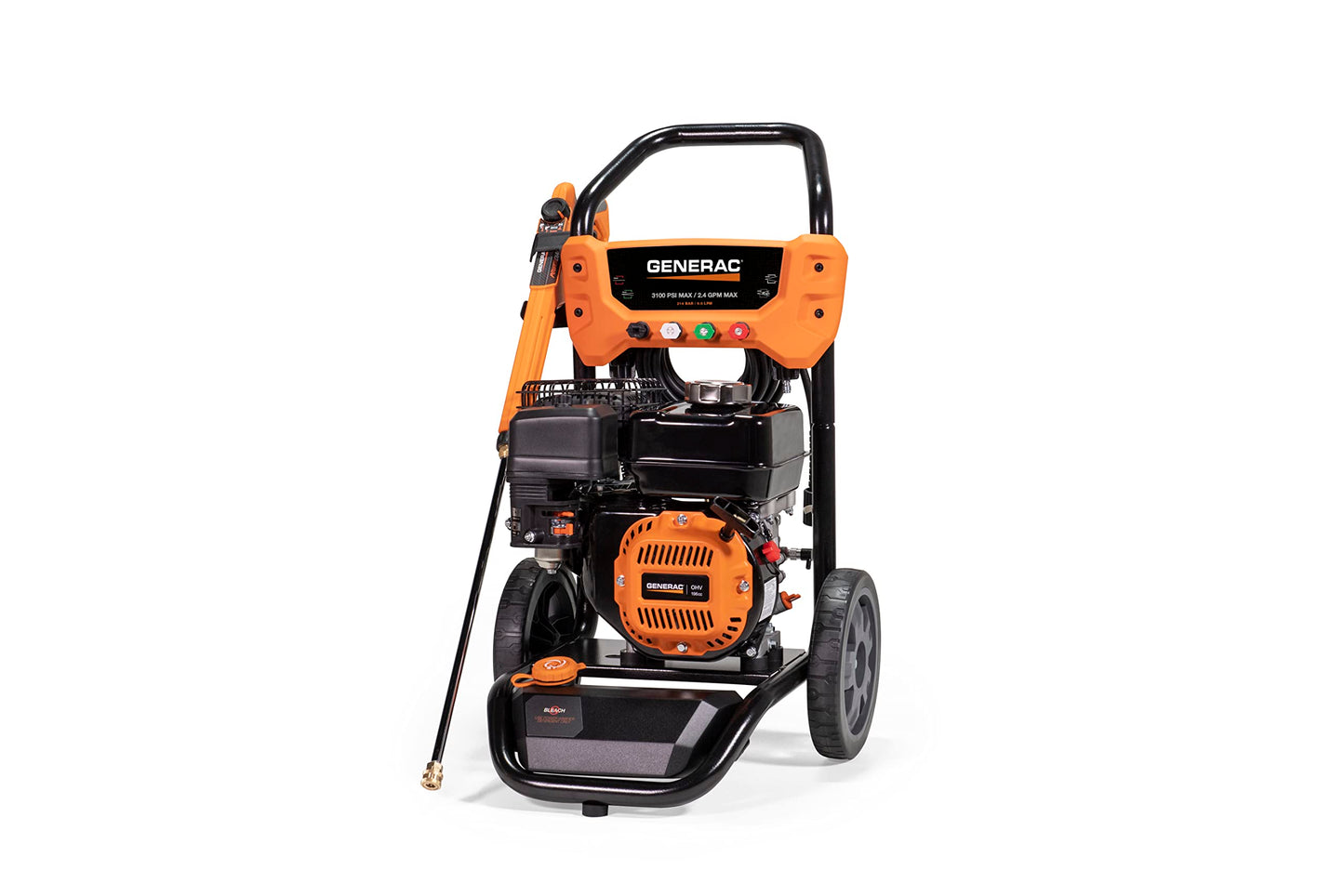 Generac 8899 3100 PSI 2.4 GPM - Lavadora a presión residencial de Gas - Pistola de pulverización ergonómica PowerDial con Consejos de Cambio rápido - Limpia sin Esfuerzo Coches, Cubiertas, calzadas y