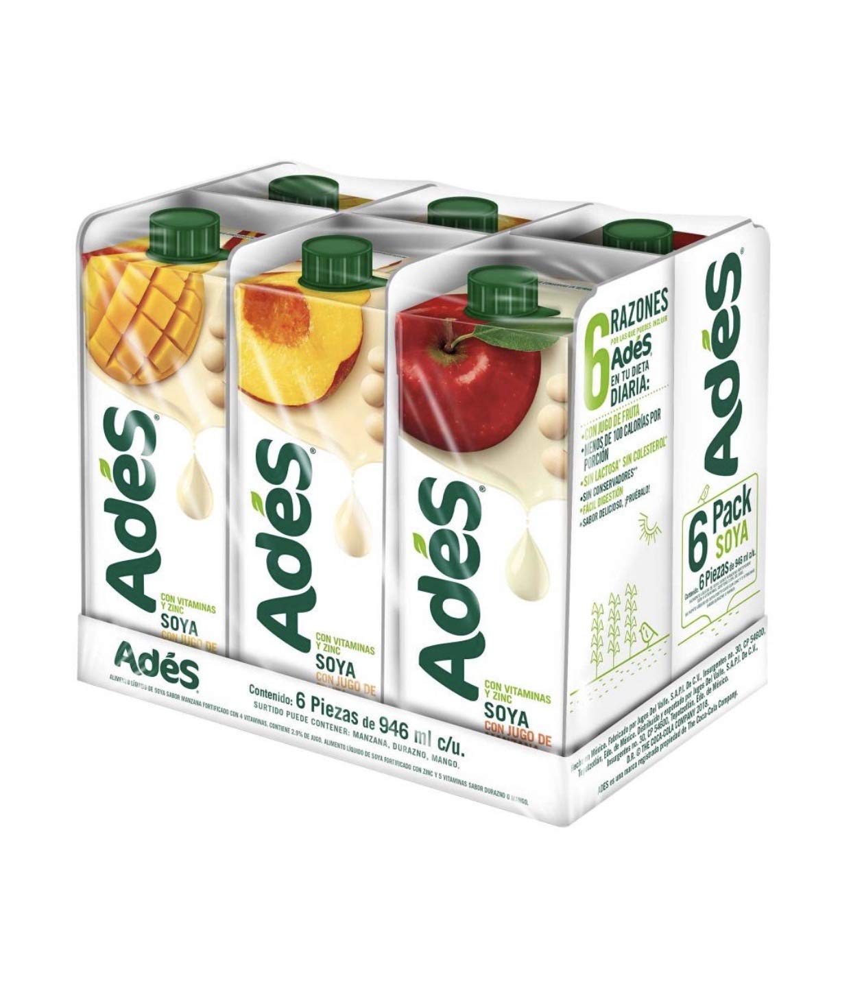 “Genérico” - ADES BEBIDA DE SOYA SOJA PAQUETE SURTIDO CON 6 PIEZAS DE 946 ML NUTRITIVO SALUDABLE REFRESCANTE AGUA FRESCA JUGUITOS JUGO