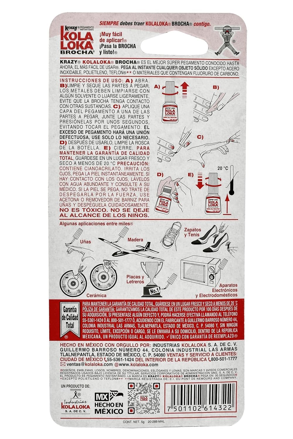KOLA LOKA Kola Loka Pegamento Instant 5g Brocha Bltkrazy, Pack of 1 (2 -Pack of 1)