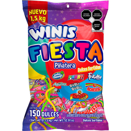 Winis Fiesta de 1.5 kg. Bolsa con más de 150 pzas.