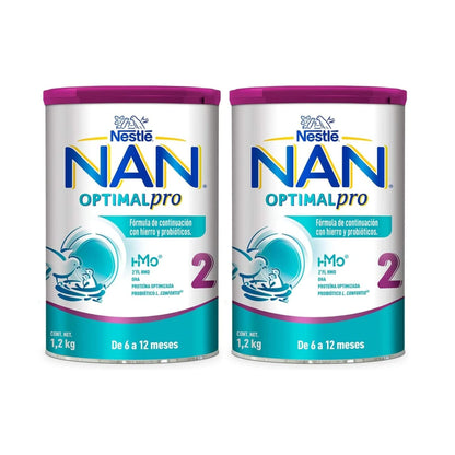 Nestlé Nestle Nan Fórmula Infantil 2 OPTIMAL pro, 1.2 kg, Duo Pack, Rinde 533 onzas