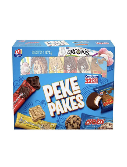 “Genérico” - GALLETA PEKE PAKES EMPERADOR ARCOIRIS CHOKIS MINI MAMUT GAMESA CAJA GRANDE SURTIDO DE 32 PIEZAS GRAMOS NEGOCIO SNACK BOTANA BOCADILLO NEGOCIO HOGAR