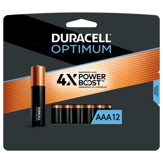 Duracell Optimum 1.5V Alkaline AAA Batteries, Convenient, Resealable Package