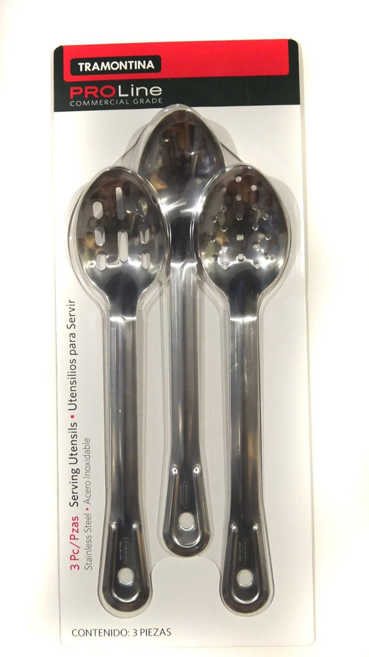 Tramontina Proline Commercial Grade Stainless Steel Spoon Serving Utensils, 3 Piece by Tramontina