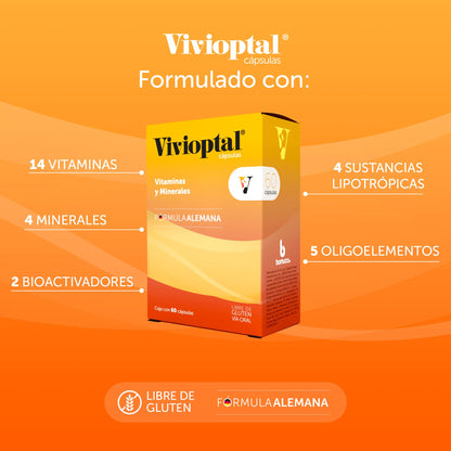 Vivioptal Multivitaminico, Caja con 60 Cápsulas