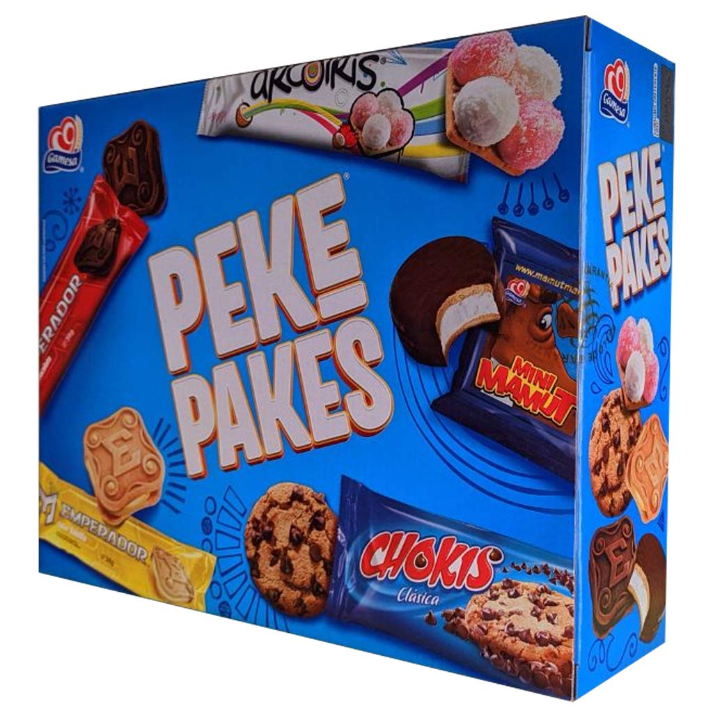 Pepsico Gamesa Pekepakes Galletas Surtidas. Emperador Chocolate, Emperador Vainilla, Chokis, Arcoiris, Mamut.- 32 Paquetes.