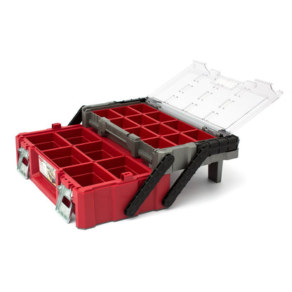 Keter - Keter Master Pro Series Cantilever 17186819 Caja de herramientas de 18 pulgadas de plástico rojo/plateado