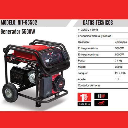 Nitro - GENERADOR 5500Wtts 110-220V 13HP NITRO NIT-G5502