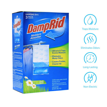 DAMPRID FG83K Absorbedor de Humedad para Colgar, Aroma Fresco, 3 Unidades, 42 onzas