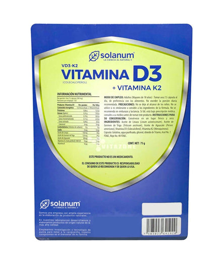 Solanum - Solanum Vitamina D3 Y Vitamina K2 Solanum - 150 Cápsulas