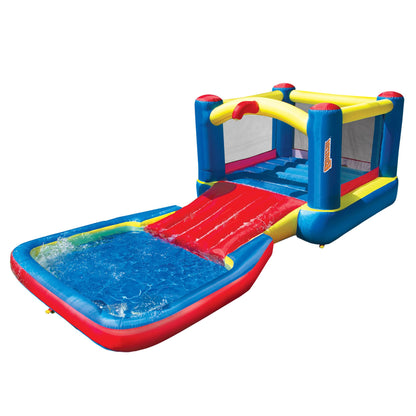 Banzai 35533 Bounce N Splash Water Park Centro de juego de actividades acuáticas con tobogán, estacas de puesta a tierra, bomba incluida y bolsa de almacenamiento portátil de viaje