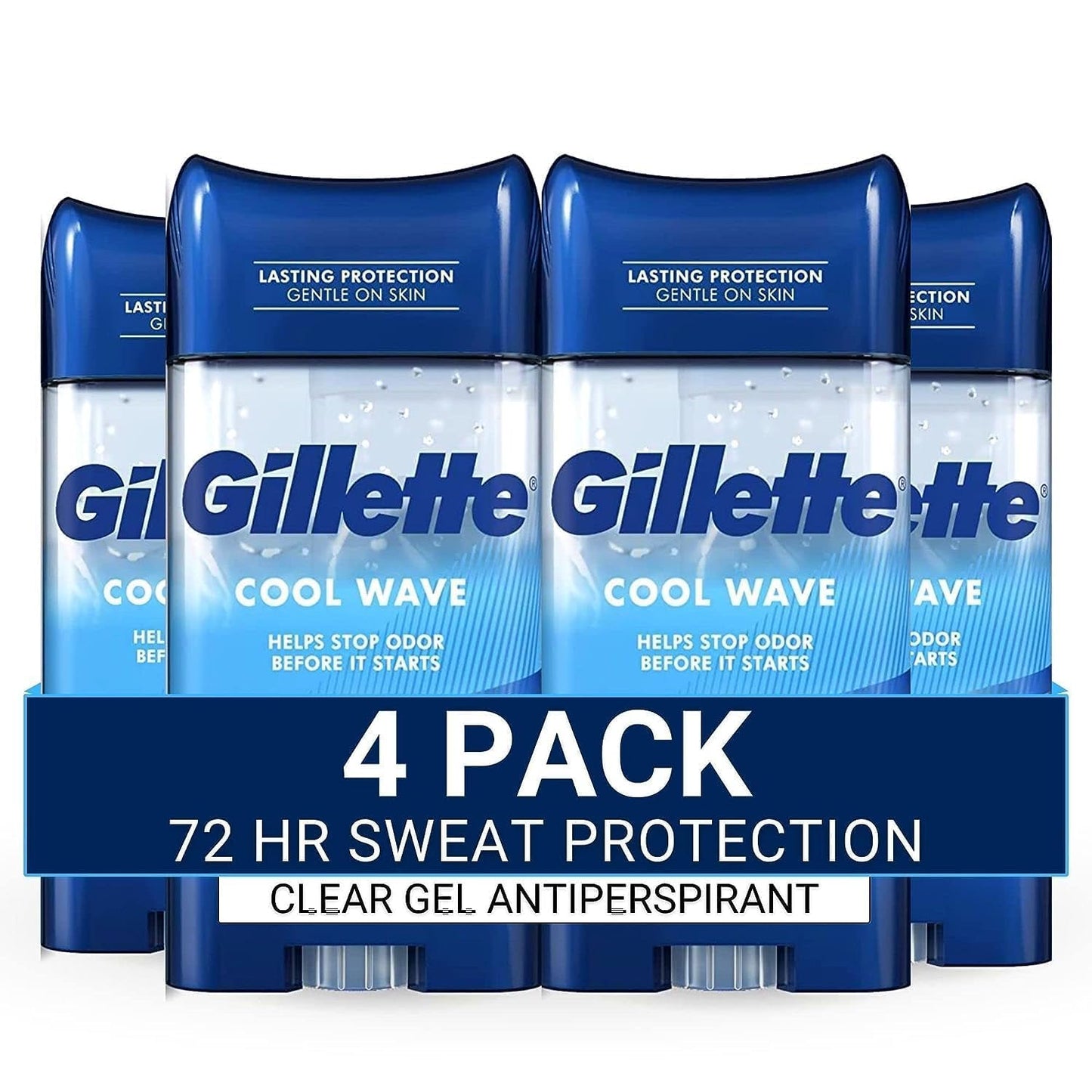Gillette Clear Gel Menâ€™s Antiperspirant and Deodorant, 72-Hour Sweat Protection, Cool Wave, #1 Clear Gel Brand for Men, 3.8 oz (Pack of 4)