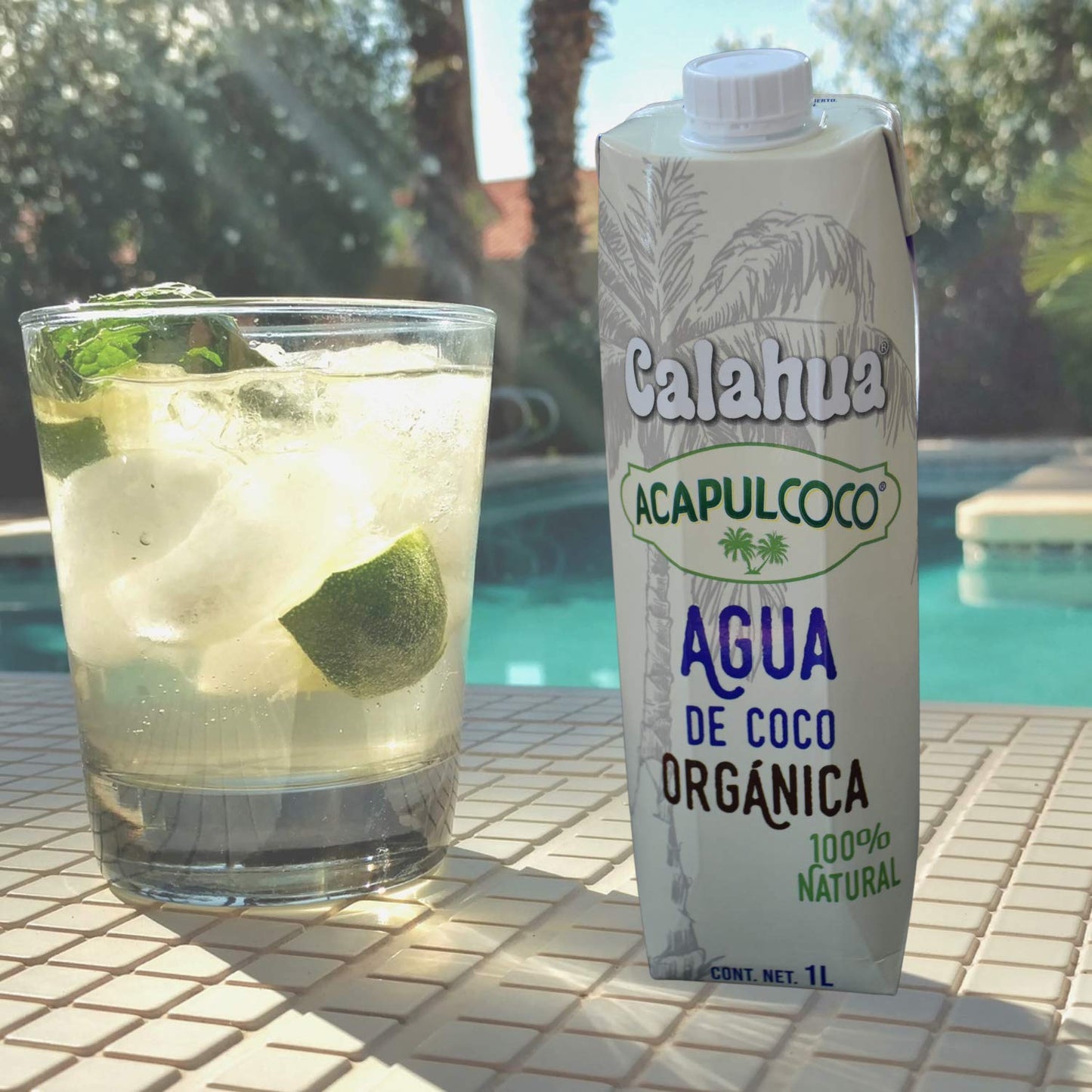 Acapulcoco Agua de Coco Orgánica Acapulcoco 6 piezas de1 litro, bebida hidratante Natural, producto Mexicano. Certificación Kosher