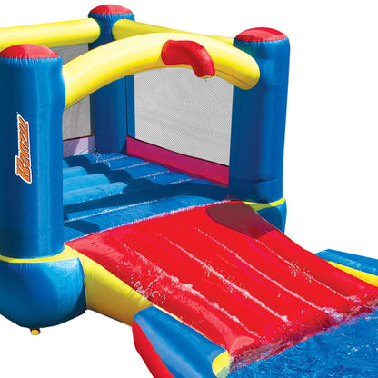 Banzai 35533 Bounce N Splash Water Park Centro de juego de actividades acuáticas con tobogán, estacas de puesta a tierra, bomba incluida y bolsa de almacenamiento portátil de viaje