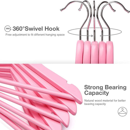 RIVARRO - Ganchos Madera para Ropa de NIÑA, Color Rosa, Caja 30 Piezas