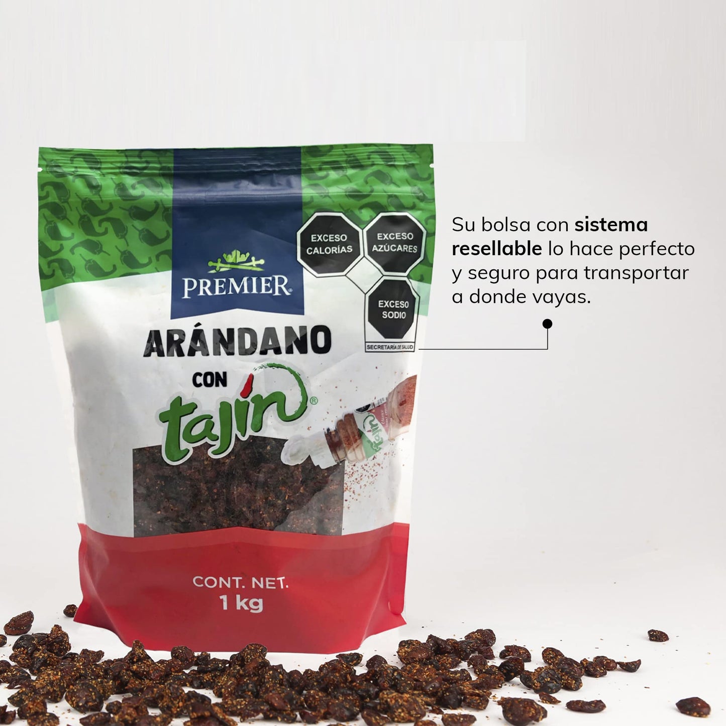 GRUPO PREMIER | Arándano deshidratado | Arandanos Deshidratado – Arandanos Endulzados – 1 kg | Perfecto como Snacks y Botanas | Fuente de Antioxidantes y Vitaminas | Fruta Deshidratada | Bolsa Resellable – Mantiene la Frescura