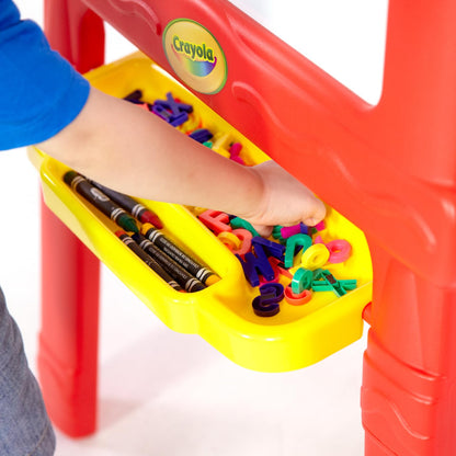 Creative Fun Caballete doble – borrado en seco magnético, pizarrón, 77 letras y números magnéticos, varillas de gis Crayola, engranajes magnéticos, 3+