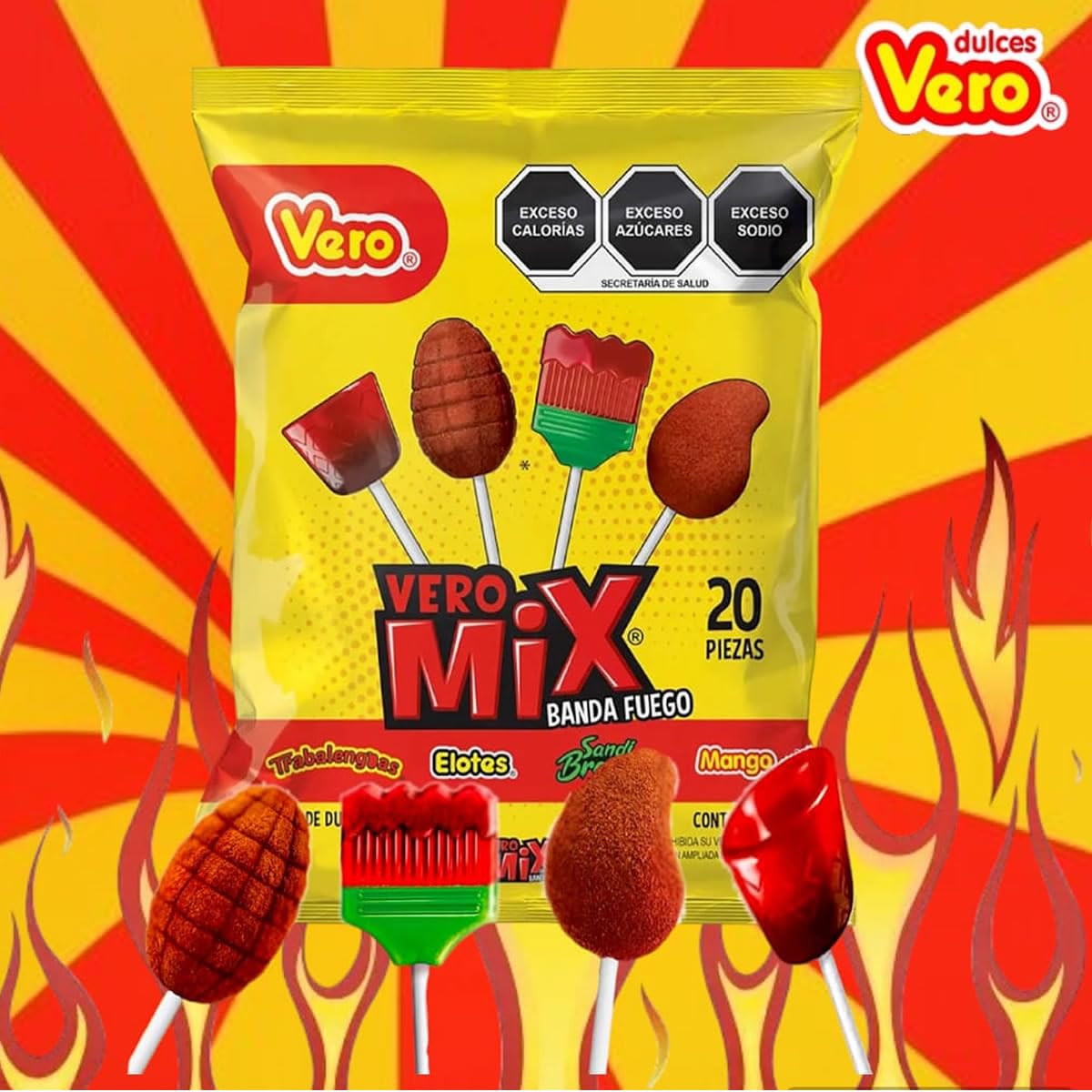 Dulces Vero - Dulces Vero Paletas Mix Picosito, Varios, 290 gramos