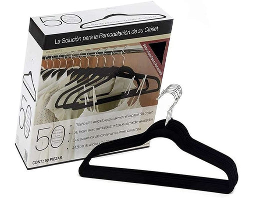 Cohesion Products LTD - Cohesion Ganchos de Ropa Terciopelo Color Negro (1-44.8 x 24.2 cm)