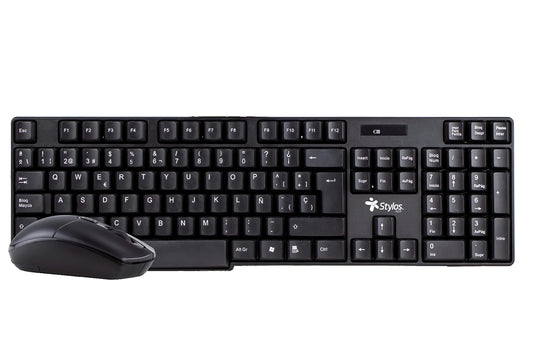 Stylos - Stylos STPKTM3B Kit Teclado y Mouse Inalámbrico 105 Teclas 1200 dpi USB Nano Alcance 10m Color Negro
