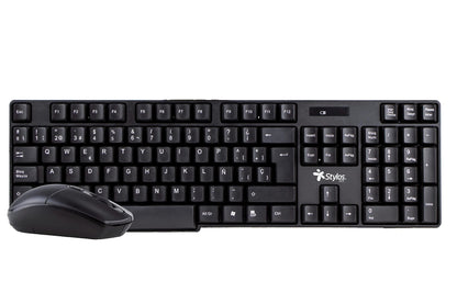 Stylos STPKTM3B Kit Teclado y Mouse Inalámbrico 105 Teclas 1200 dpi USB Nano Alcance 10m Color Negro