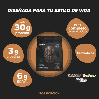 Birdman Falcon Performance Proteina Premium Alto Rendimiento En Polvo, 30gr proteina y 3gr Creatina por porción, Sin Inflamacion, Sin Acne
