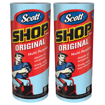 75130 Scott - Toallitas desechables de 55 hojas, paquete de 110 toallas de papel totales (paquete de 2) toallitas profesionales absorbentes de aceite para bricolaje 39.5 pies cuadrados por rollo