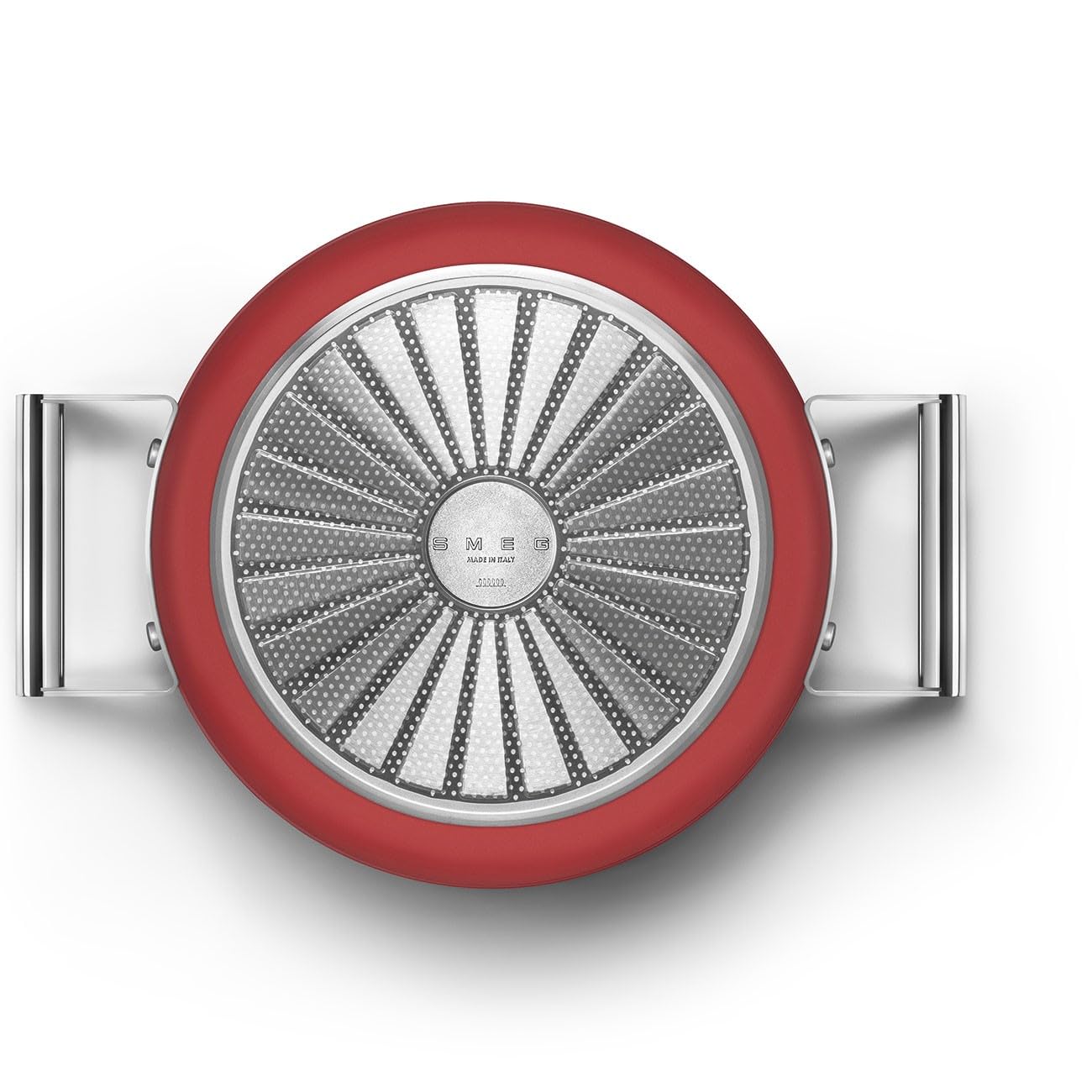 Smeg CKFC2411RDM - Cacerola de 24 cm y tapa, color rojo, antiadherente, aluminio, base patentada