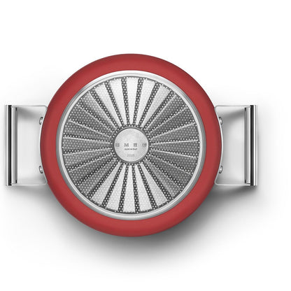 Smeg CKFC2411RDM - Cacerola de 24 cm y tapa, color rojo, antiadherente, aluminio, base patentada