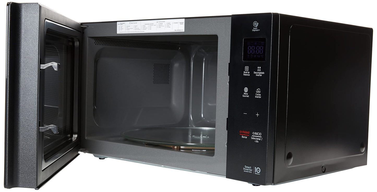 Horno de microondas LG, recubrimiento de facil limpieza, coccion uniforme, anillo giratorio estable, luz LED, Negro, modelo MS1536GIS