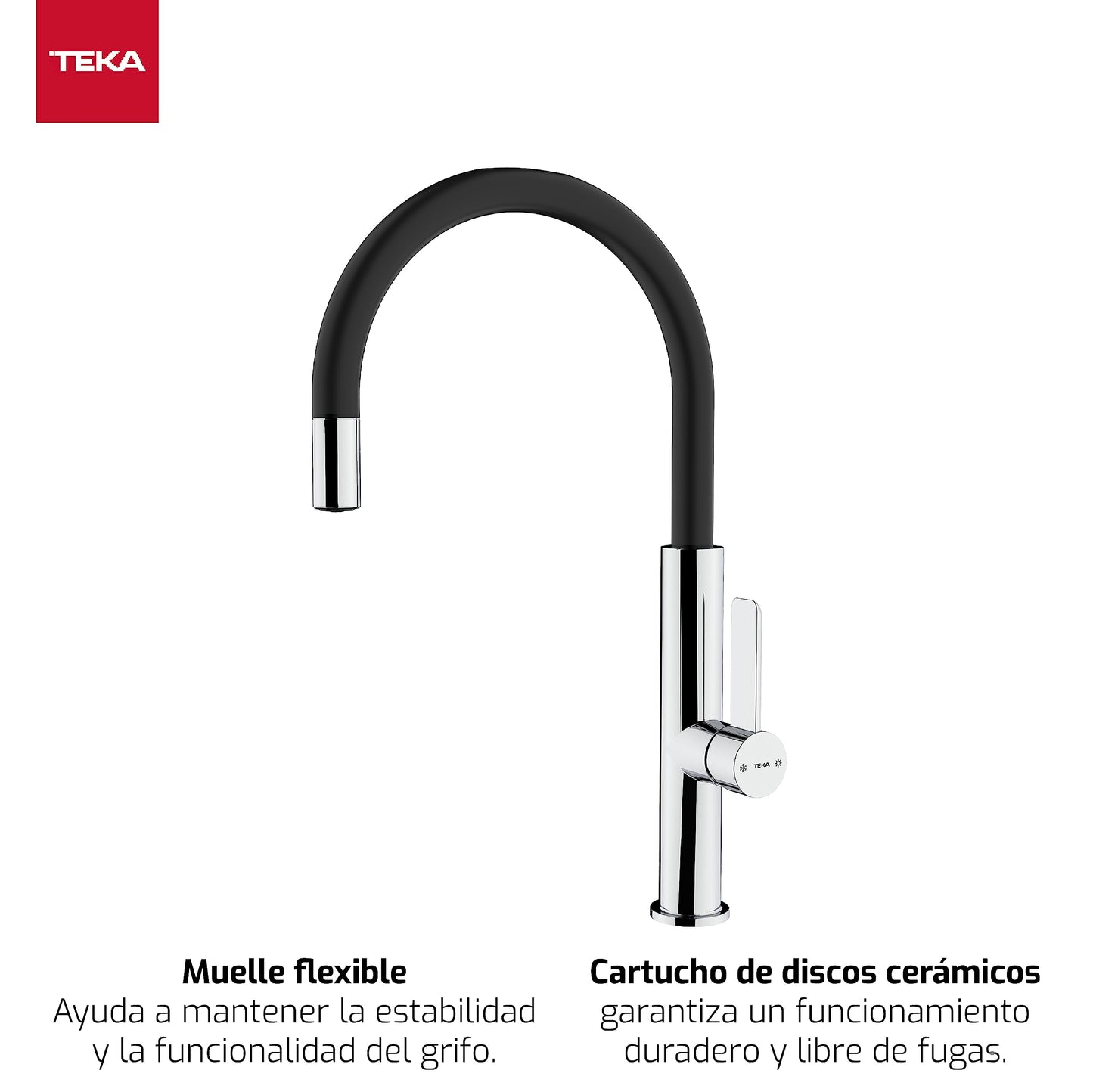 Teka TOP FOT 995 Negro - Grifo (Retirable, Negro, Grifos de palanca, Solo, 3/8", Tipo C)