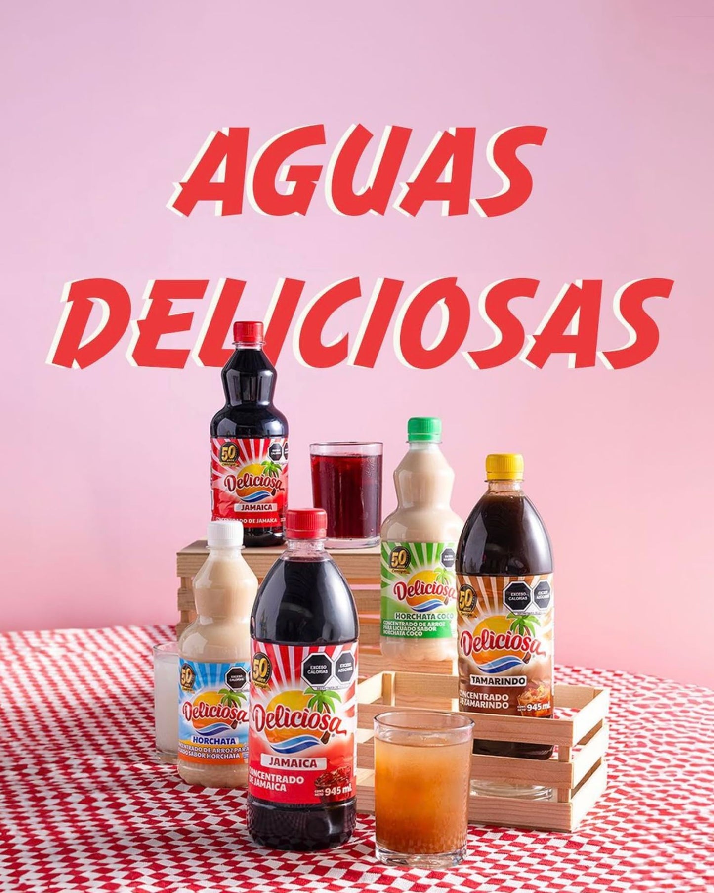 Concentrados Deliciosa - Concentrado para Preparar Bebidas Naturales, Botella de 700ml - Rendimiento de 4 Litros por Botella - Ingredientes 100% Naturales