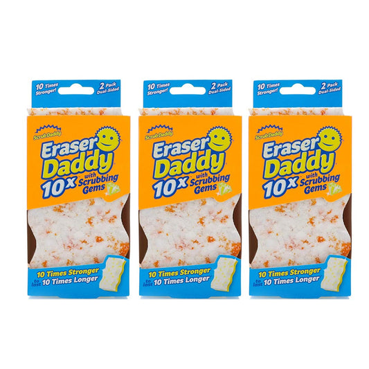 Scrub daddy modelo Eraser Daddy Fibra+Borrador 3 Paquetes de 2 Esponjas c/u