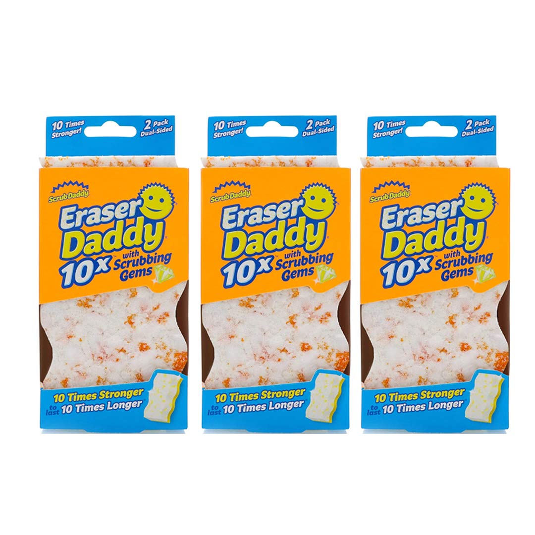 Scrub daddy modelo Eraser Daddy Fibra+Borrador 3 Paquetes de 2 Esponjas c/u