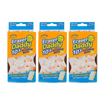 Scrub daddy modelo Eraser Daddy Fibra+Borrador 3 Paquetes de 2 Esponjas c/u