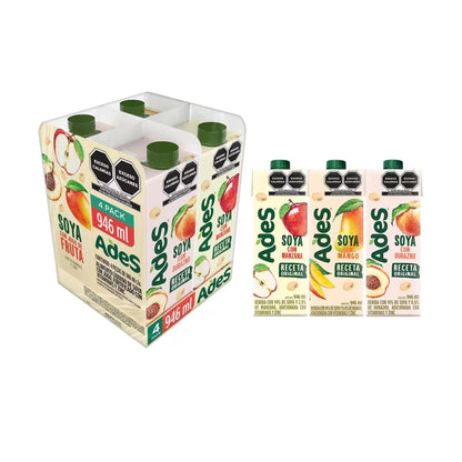 Ades Bebida de Soya con Jugo de Frutas 4 Pz de 946ml