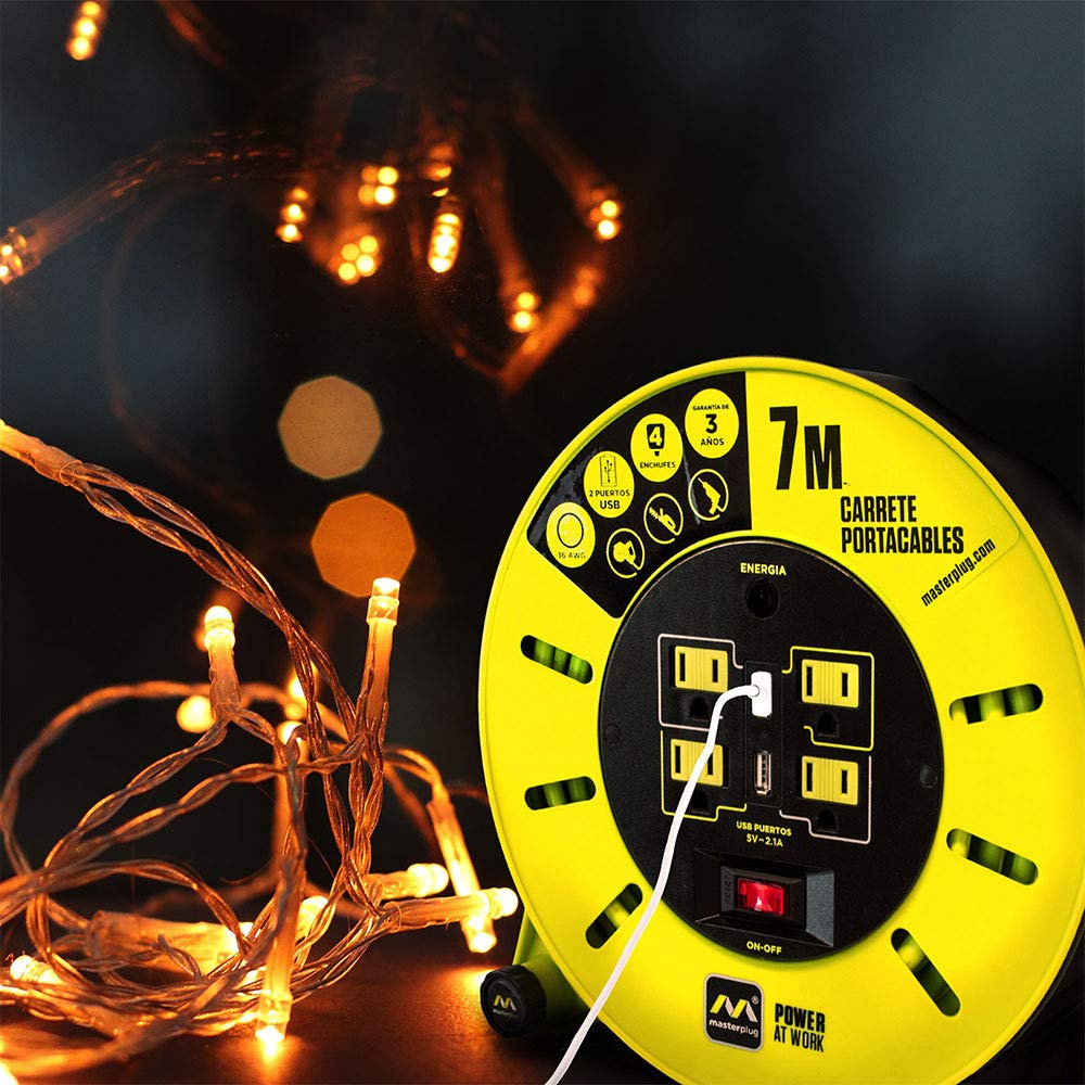 Masterplug - Masterplug, CMM071116G4SLU, Extensión Eléctrica Cassette 7M +USB