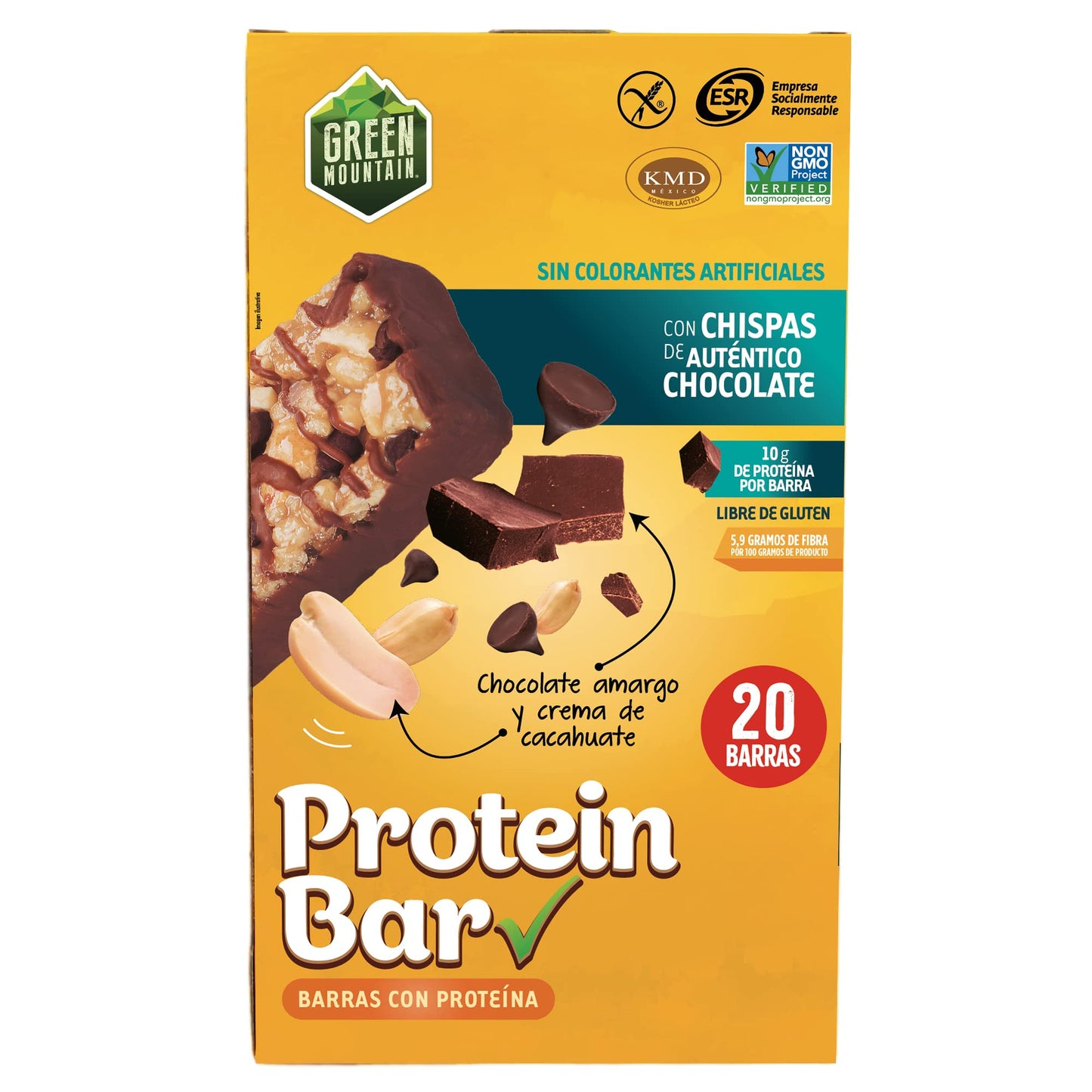 Green Mountain Protein Bar. Barra de Proteina 20 pzas