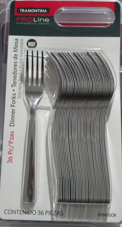 Tramontina Pro Line 36 Dinner Forks Commercial Grade Stainless Steel + 36 Spoon