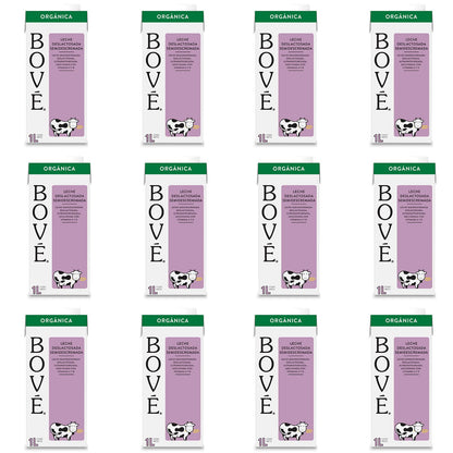 Bové Leche Deslactosada semi-descremada, 1L x 12 piezas, Ultrapasteurizada, Adicionada con Vitamina A y D