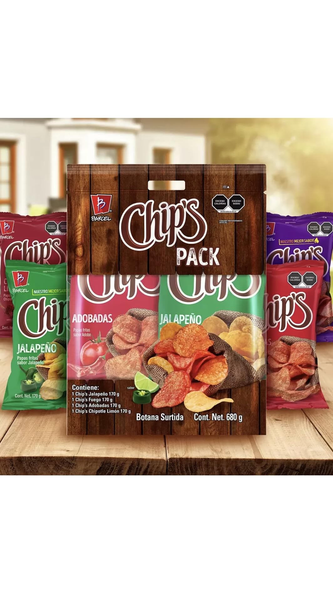 Chips - Surtido De Papas Fritas Chips 4 De 170 g. c/u.