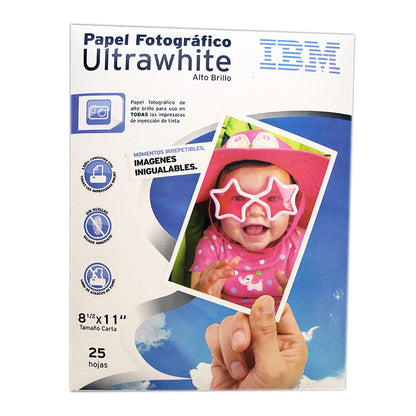 IBM - Papel Fotografico IBM Brillante Tamaño Carta (8.5X11') C/25 hojas