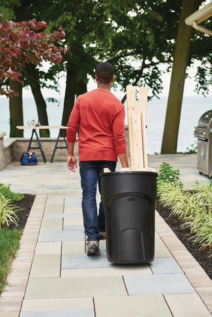 Rubbermaid Roughneck - Papelera enrollable, 32 galones, color negro