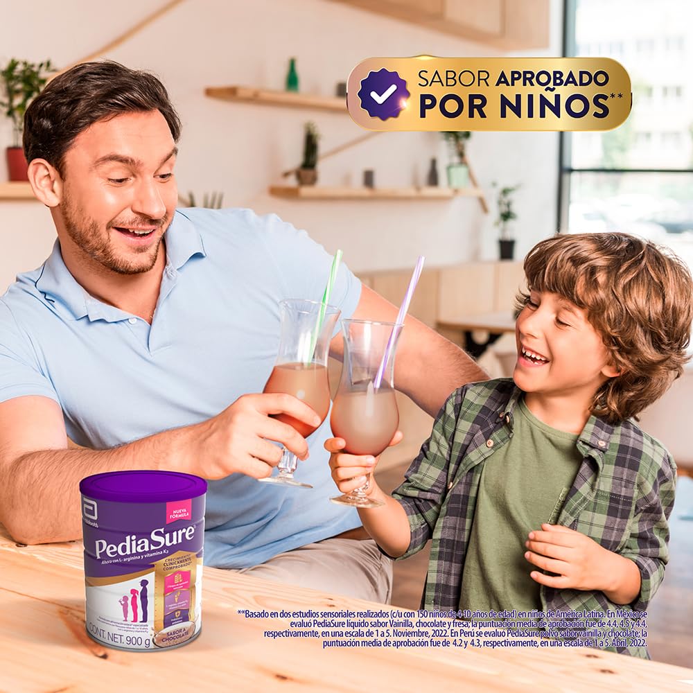 PediaSure - Chocolate en Polvo, 900g, Fórmula Especializada para Niños de 1 a 10 años, 5 Nutrientes Esenciales, Prebióticos, Proteínas, Vitaminas y Minerales, Crecimiento Clínicamente Comprobado
