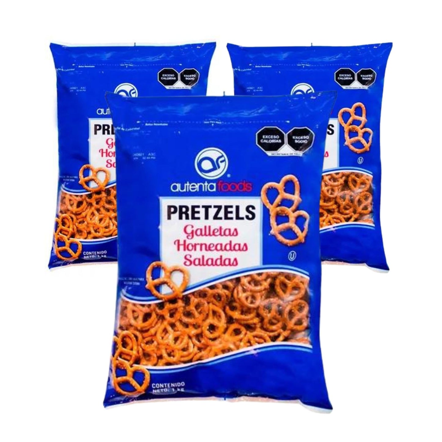 3 Pack Pretzels Galletas Horneadas Saladas Autenta Foods 1kg